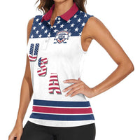 Custom USA Ice Hockey Women Sleeveless Polo Shirt Sporty Style Go Champions