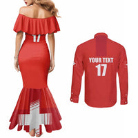 Custom Switzerland Ice Hockey Couples Matching Mermaid Dress and Long Sleeve Button Shirt La Nati Go Champions