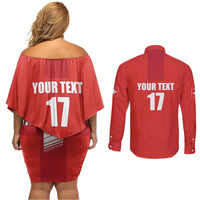 Custom Switzerland Ice Hockey Couples Matching Off Shoulder Short Dress and Long Sleeve Button Shirt La Nati Go Champions