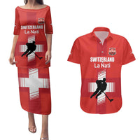 Custom Switzerland Ice Hockey Couples Matching Puletasi and Hawaiian Shirt La Nati Go Champions