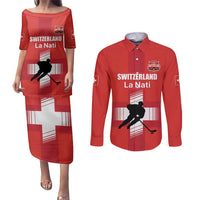Custom Switzerland Ice Hockey Couples Matching Puletasi and Long Sleeve Button Shirt La Nati Go Champions