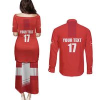 Custom Switzerland Ice Hockey Couples Matching Puletasi and Long Sleeve Button Shirt La Nati Go Champions