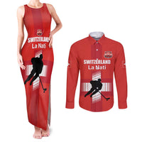 Custom Switzerland Ice Hockey Couples Matching Tank Maxi Dress and Long Sleeve Button Shirt La Nati Go Champions