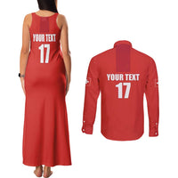 Custom Switzerland Ice Hockey Couples Matching Tank Maxi Dress and Long Sleeve Button Shirt La Nati Go Champions
