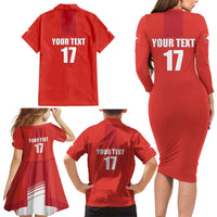 Custom Switzerland Ice Hockey Family Matching Long Sleeve Bodycon Dress and Hawaiian Shirt La Nati Go Champions