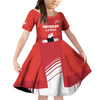 Custom Switzerland Ice Hockey Family Matching Off Shoulder Short Dress and Hawaiian Shirt La Nati Go Champions