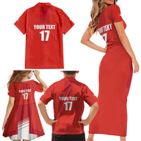 Custom Switzerland Ice Hockey Family Matching Short Sleeve Bodycon Dress and Hawaiian Shirt La Nati Go Champions