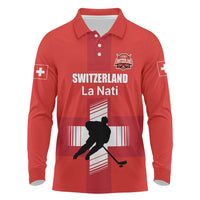 Custom Switzerland Ice Hockey Long Sleeve Polo Shirt La Nati Go Champions