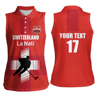Custom Switzerland Ice Hockey Women Sleeveless Polo Shirt La Nati Go Champions