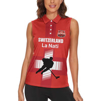 Custom Switzerland Ice Hockey Women Sleeveless Polo Shirt La Nati Go Champions