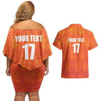 Custom Netherlands Football Couples Matching Off Shoulder Short Dress and Hawaiian Shirt Oranje Go Champions
