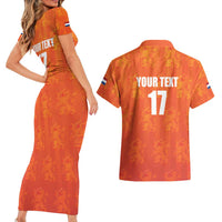 Custom Netherlands Football Couples Matching Short Sleeve Bodycon Dress and Hawaiian Shirt Oranje Go Champions