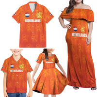 Custom Netherlands Football Family Matching Off Shoulder Maxi Dress and Hawaiian Shirt Oranje Go Champions