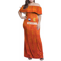 Custom Netherlands Football Family Matching Off Shoulder Maxi Dress and Hawaiian Shirt Oranje Go Champions