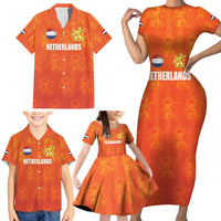 Custom Netherlands Football Family Matching Short Sleeve Bodycon Dress and Hawaiian Shirt Oranje Go Champions