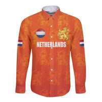 Custom Netherlands Football Long Sleeve Button Shirt Oranje Go Champions
