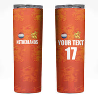 Custom Netherlands Football Skinny Tumbler Oranje Go Champions
