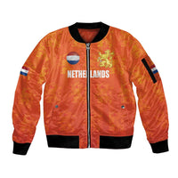 Custom Netherlands Football Sleeve Zip Bomber Jacket Oranje Go Champions