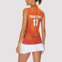 Custom Netherlands Football Women Sleeveless Polo Shirt Oranje Go Champions