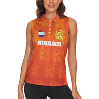 Custom Netherlands Football Women Sleeveless Polo Shirt Oranje Go Champions