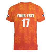 Custom Netherlands Football Women V-Neck T-Shirt Oranje Go Champions
