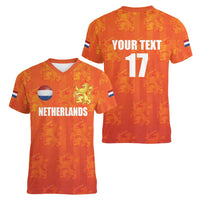 Custom Netherlands Football Women V-Neck T-Shirt Oranje Go Champions