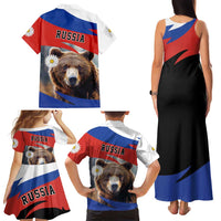 Russia Brown Bear and Chamomile Flower Family Matching Tank Maxi Dress and Hawaiian Shirt LT17 - Wonder Print Shop