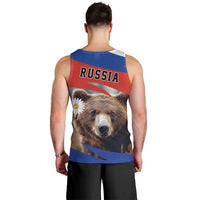 Russia Brown Bear and Chamomile Flower Men Tank Top LT17 - Wonder Print Shop