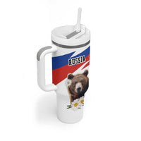 Russia Brown Bear and Chamomile Flower Tumbler With Handle LT17 - Wonder Print Shop