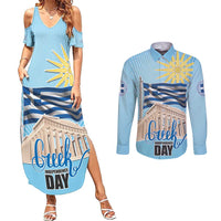 Greece Independence Day Couples Matching Summer Maxi Dress and Long Sleeve Button Shirt 25th March Vergina Sun