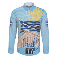 Greece Independence Day Family Matching Long Sleeve Bodycon Dress and Hawaiian Shirt 25th March Vergina Sun