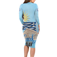 Greece Independence Day Family Matching Long Sleeve Bodycon Dress and Hawaiian Shirt 25th March Vergina Sun