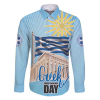 Greece Independence Day Family Matching Off The Shoulder Long Sleeve Dress and Hawaiian Shirt 25th March Vergina Sun