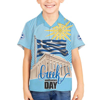 Greece Independence Day Kid Hawaiian Shirt 25th March Vergina Sun