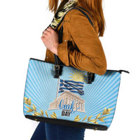 Greece Independence Day Leather Tote Bag 25th March Vergina Sun