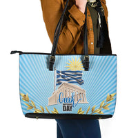 Greece Independence Day Leather Tote Bag 25th March Vergina Sun