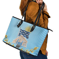Greece Independence Day Leather Tote Bag 25th March Vergina Sun