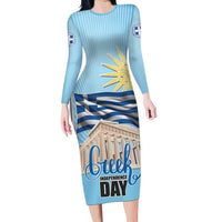Greece Independence Day Long Sleeve Bodycon Dress 25th March Vergina Sun