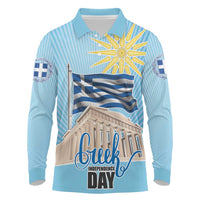 Greece Independence Day Long Sleeve Polo Shirt 25th March Vergina Sun