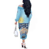 Greece Independence Day Off The Shoulder Long Sleeve Dress 25th March Vergina Sun
