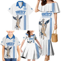 Custom Greece Football Champions Family Matching Mermaid Dress and Hawaiian Shirt Nike Goddess of Victory
