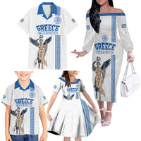 Custom Greece Football Champions Family Matching Off The Shoulder Long Sleeve Dress and Hawaiian Shirt Nike Goddess of Victory