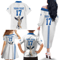 Custom Greece Football Champions Family Matching Off The Shoulder Long Sleeve Dress and Hawaiian Shirt Nike Goddess of Victory