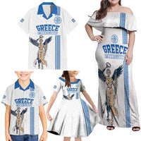 Custom Greece Football Champions Family Matching Off Shoulder Maxi Dress and Hawaiian Shirt Nike Goddess of Victory