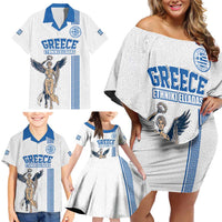 Custom Greece Football Champions Family Matching Off Shoulder Short Dress and Hawaiian Shirt Nike Goddess of Victory