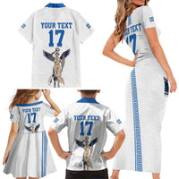 Custom Greece Football Champions Family Matching Short Sleeve Bodycon Dress and Hawaiian Shirt Nike Goddess of Victory