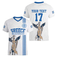 Custom Greece Football Champions Women V-Neck T-Shirt Nike Goddess of Victory