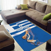 Custom Greece Basketball Area Rug Sporty Style with Laurel