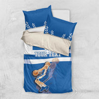 Custom Greece Basketball Bedding Set Sporty Style with Laurel