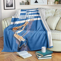 Custom Greece Basketball Blanket Sporty Style with Laurel